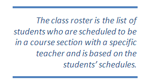 The class roster is The class roster is